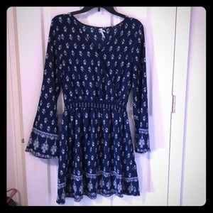 Bell Sleeve Blue and white dress